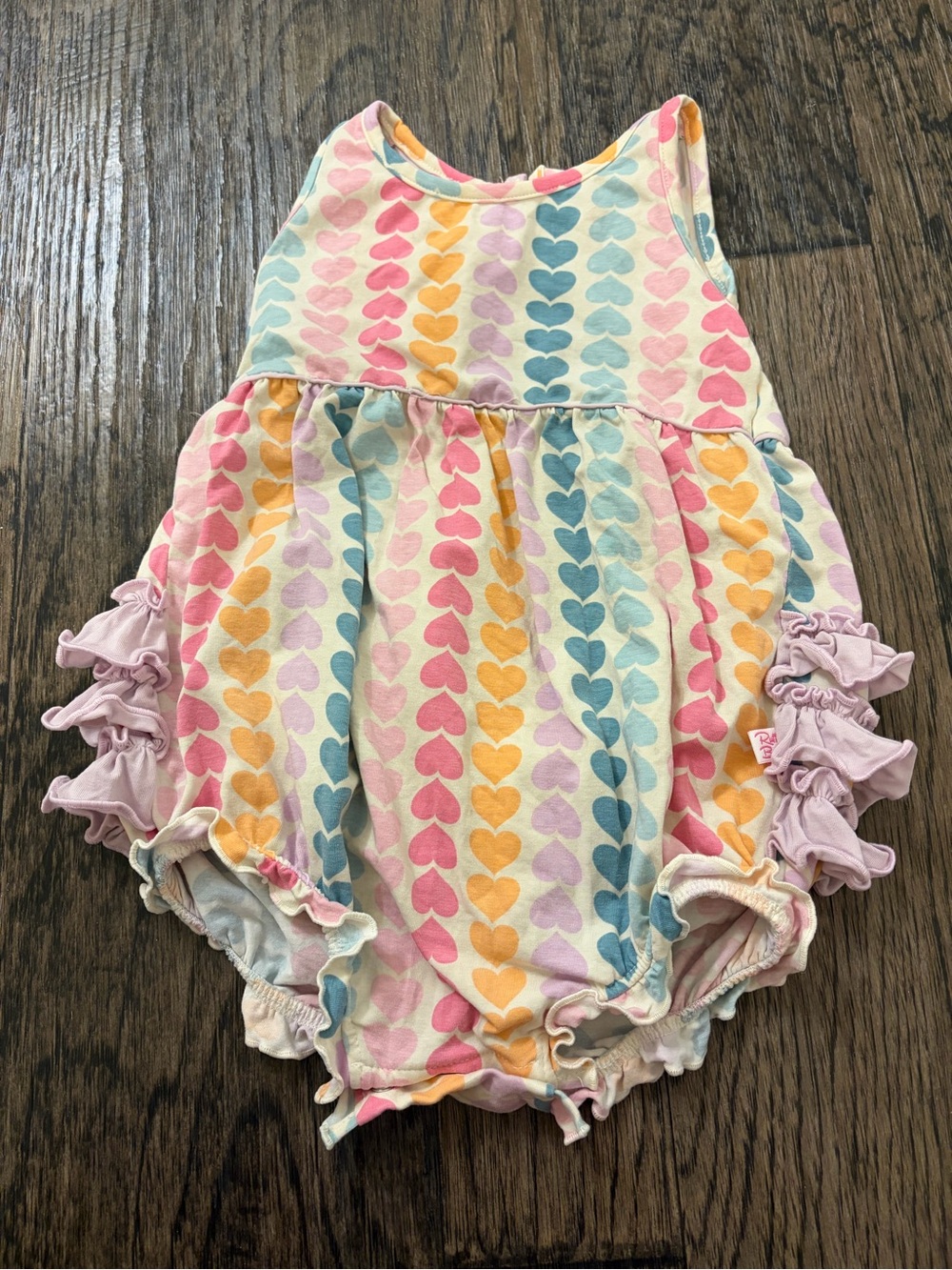 Ruffle Butts Pastel Heart Romper - Pink, Yellow, Blue, Purple